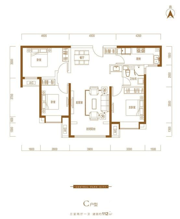 烏魯木齊富力城C戶型-三室兩廳