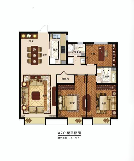 世界冠郡四期·璟峰四期A5-a戶型：兩室兩廳一衛(wèi)