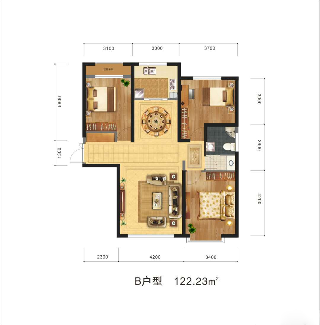 浙商大廈·金色錢江浙商大廈·金色錢江B戶型：三室兩廳兩衛(wèi)