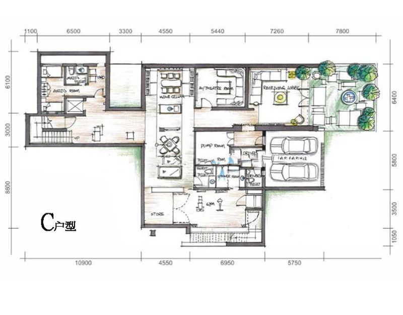 太陽灣別墅C戶型 建面351.63㎡