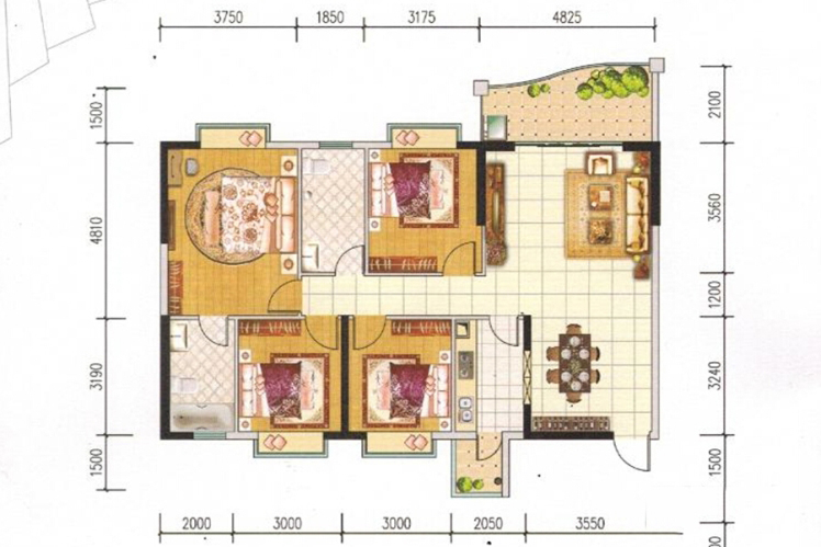 利好天成02戶型 4室2廳2衛(wèi)1廚 135㎡