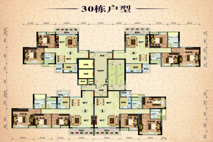 御景豪園30棟戶型 3室2廳2衛(wèi)1廚 107.94㎡ 51.36萬(wàn)元-套