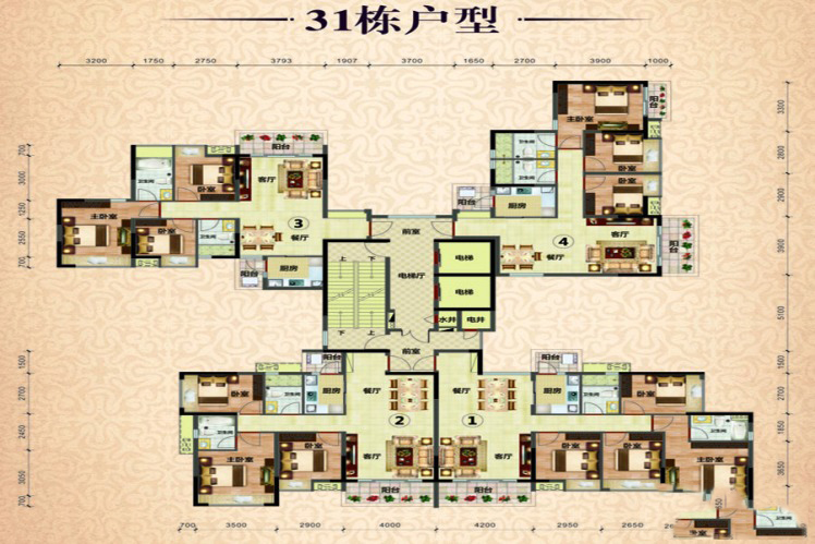 御景豪園31棟戶型 4室2廳2衛(wèi)1廚 125.9㎡ 63.93萬(wàn)元-套