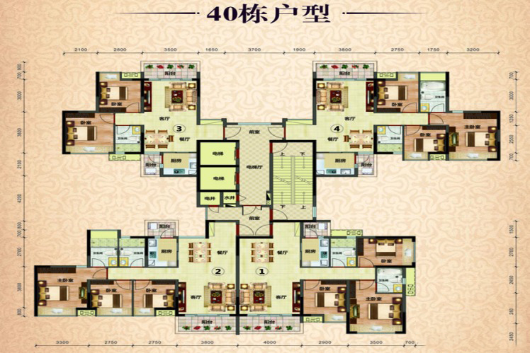 御景豪園40棟戶型 3室2廳2衛(wèi)1廚 108㎡ 51.12萬(wàn)元-套