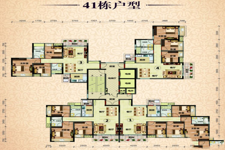 御景豪園41棟戶型 4室2廳2衛(wèi)1廚 125.99㎡ 63.74萬(wàn)元-套