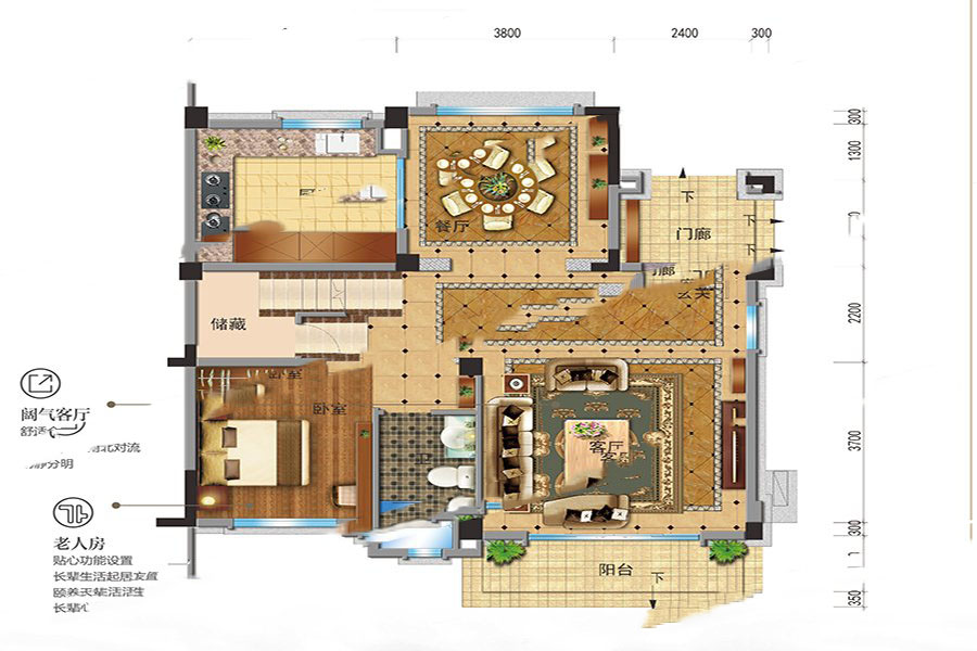 陽春碧桂園BJ240N別墅一樓 5室2廳4衛(wèi)1廚 244㎡ 170.8萬元-套