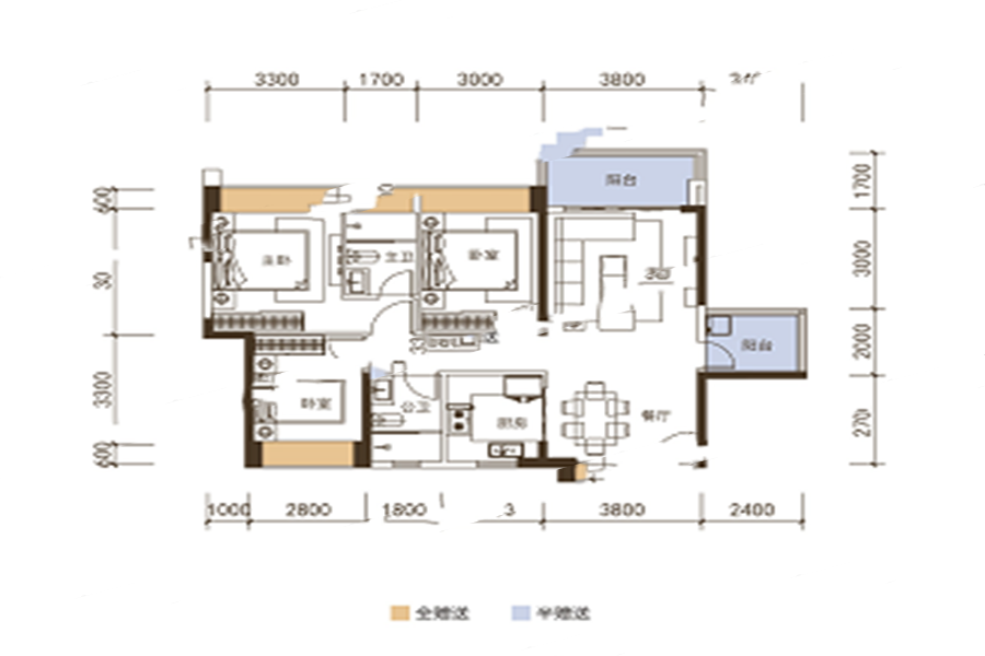 國鼎·中央公園B5 3室2廳2衛(wèi)1廚 111㎡ 72.15萬元-套