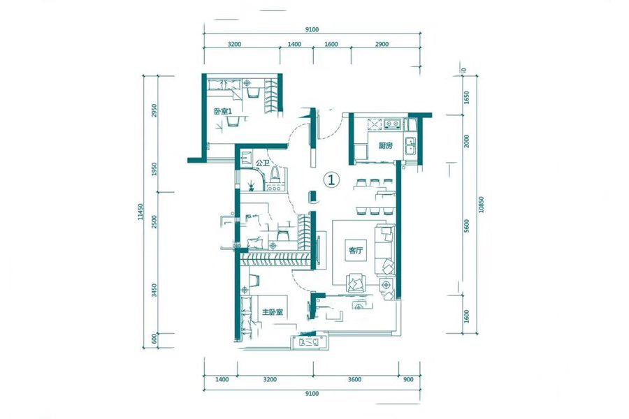 6號(hào)樓03戶型 4室2廳2衛(wèi)1廚 124.68㎡ 130.91萬(wàn)元-套