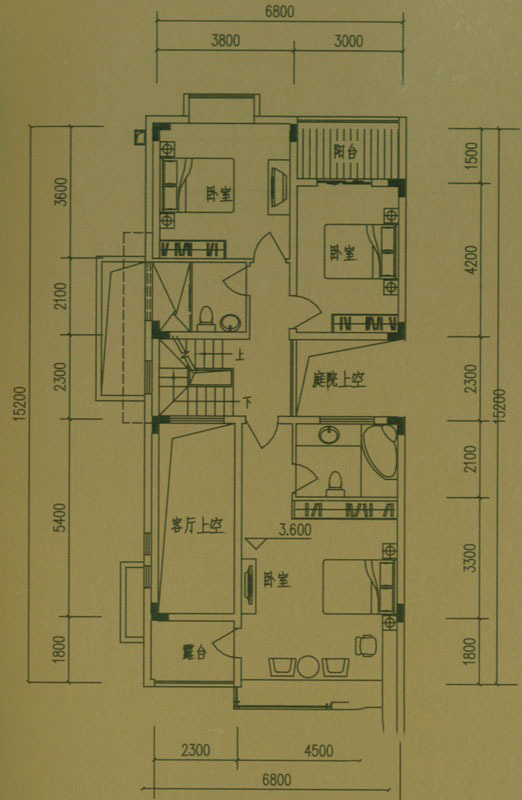 洱海龍灣泳池雙拼別墅A戶型2層 4室4廳4衛(wèi)1廚 229㎡