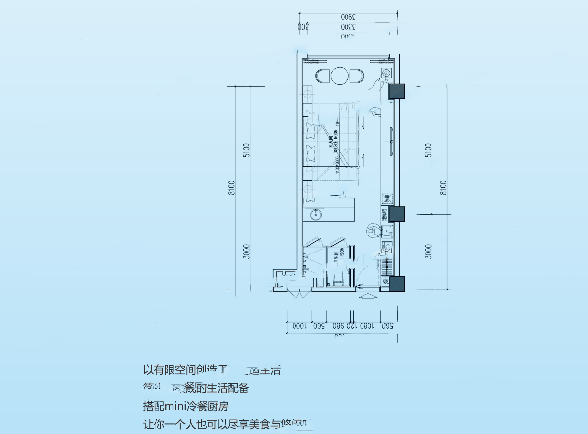 勐巴拉H戶型 1室1廳1衛(wèi)1廚 43㎡