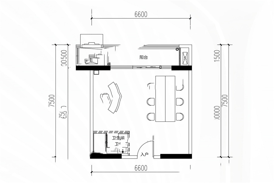 魯能海藍公館LOFT創(chuàng)辦空間戶型 開間 58㎡