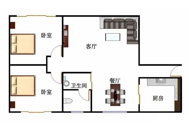 西聯(lián)超市商住樓A2A戶型圖 2室2廳1衛(wèi)1廚 80.86㎡