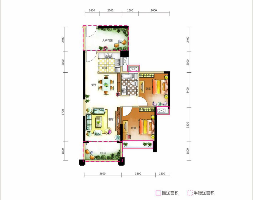 東奧御園二期28棟01戶型 2室1廳1衛(wèi)1廚