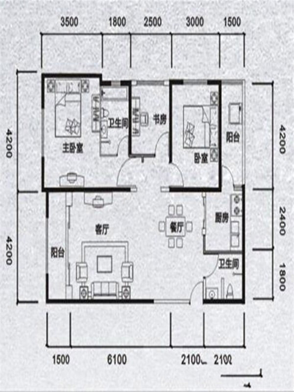 蓮花池畔A2-1戶型 3室2廳2衛(wèi)1廚 115㎡