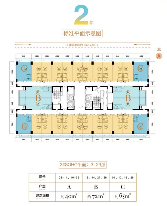 綠地·新海岸綠地﹒新海岸2#SOHO平面：3-29層