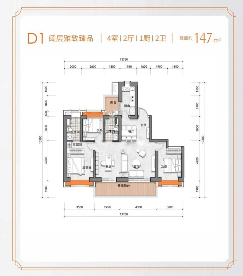 陽光金典陽光金典戶型圖 4室2廳2衛(wèi)147㎡