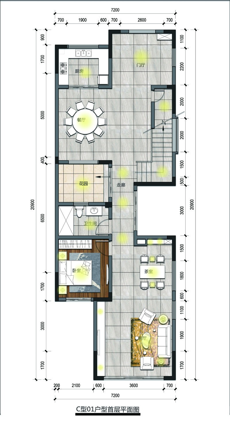 觀瀾湖·藝墅觀瀾湖·藝墅C01首層戶型圖 建面126.78 - 129.2㎡