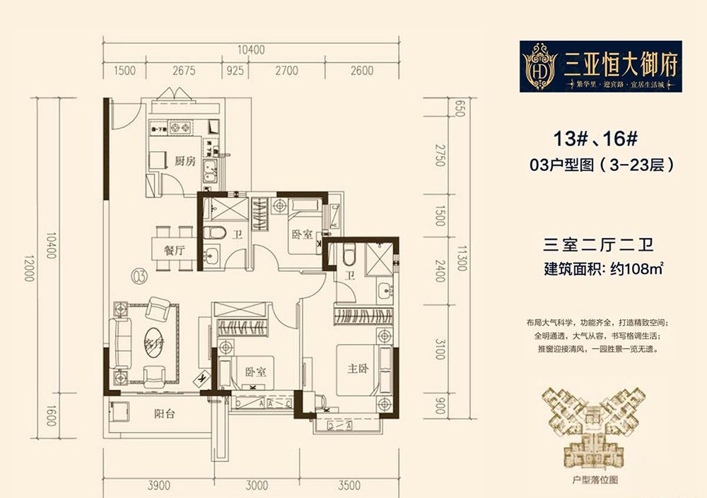 恒大御府恒大御府  13#16#03戶型     108㎡