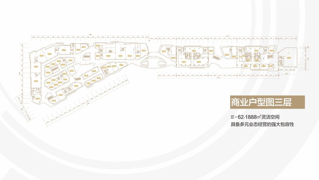 海口雅居樂中心商業(yè)三層平面圖(建筑面積) 62~1888㎡