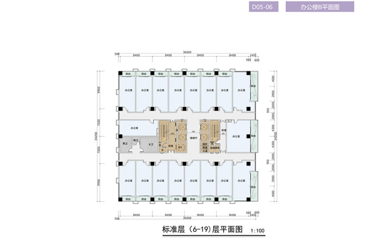 恒福時(shí)代中心辦公B標(biāo)準(zhǔn)層平面圖