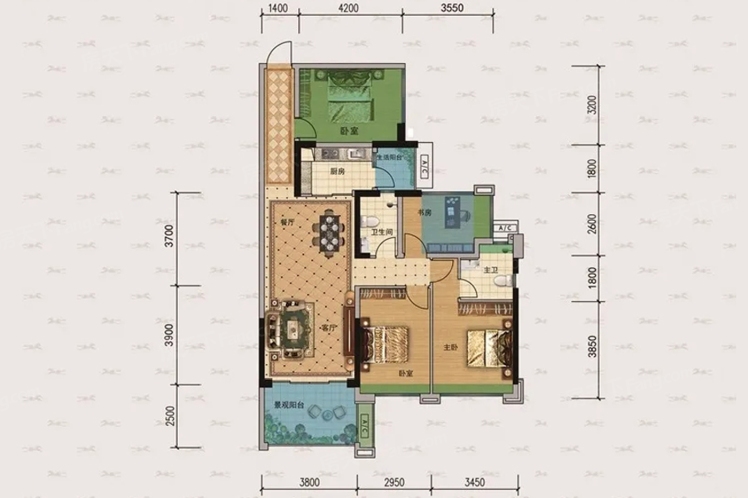 建實(shí)帝景銀灣1號(hào)樓03戶型111.14 ㎡