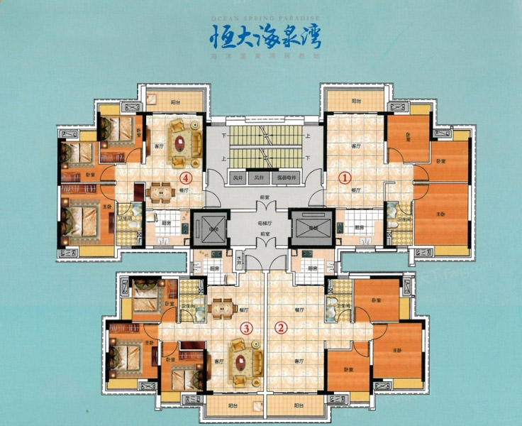 恒大海泉灣花園米克諾斯-40棟3-18層平面圖