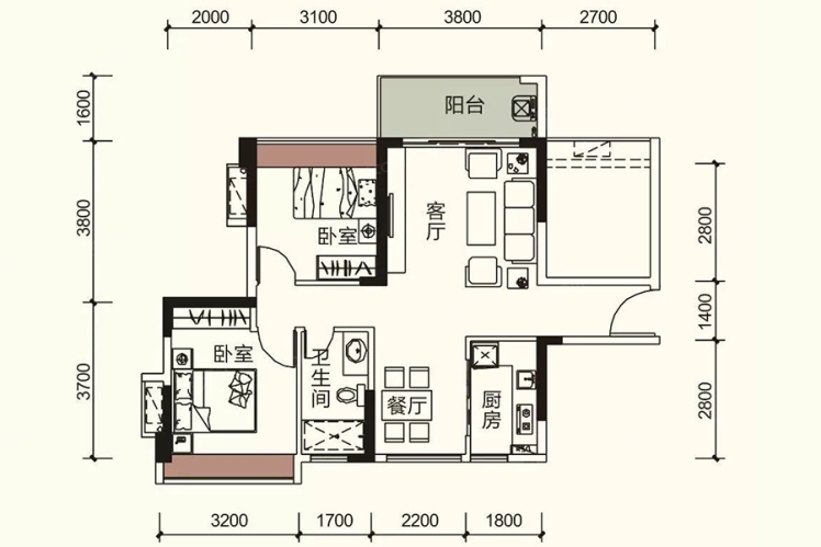 祥圣富地2棟03戶(hù)型78.73 ㎡