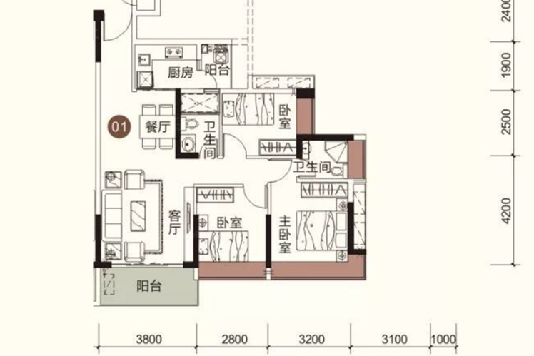 祥圣富地5棟01戶(hù)型92.74 ㎡