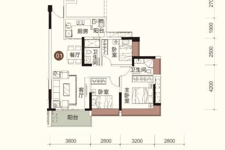 祥圣富地6棟01戶(hù)型90.94 ㎡