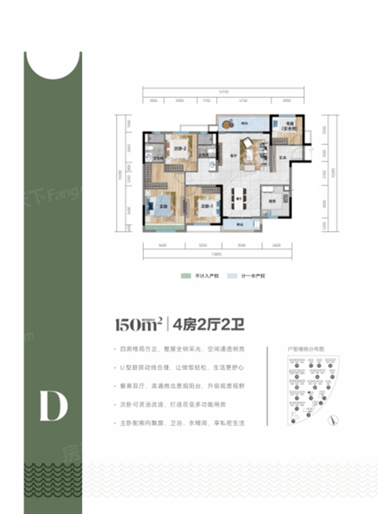 保利棲棠D戶型居 4室2廳2衛(wèi)1廚 150 ㎡